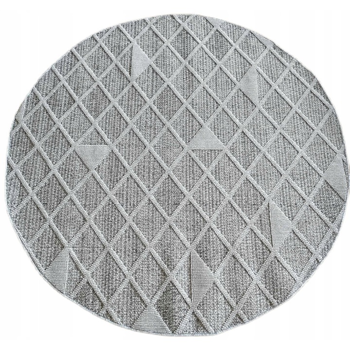 Covor, Evel, 160x160 cm, Material 100% Polipropilen, Gramaj Aproximativ 1500 g/m², Lungime Fir 7 mm, Tip Bucle, Tesut Plat, Interior-Exterior, Certificat Oeko-Tex Standard 100, Bej