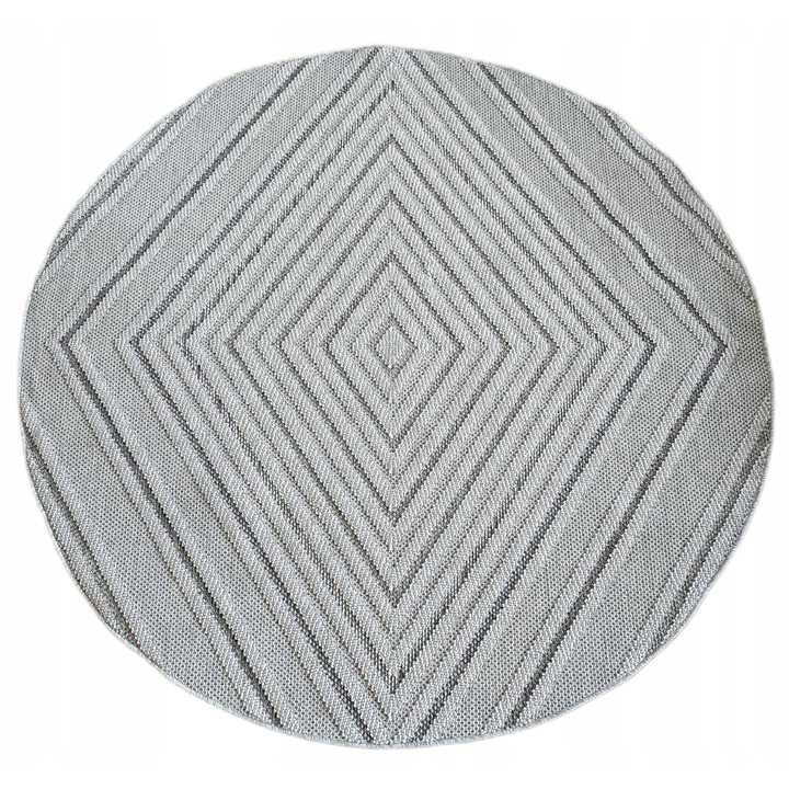 Covor, Evel, 160x160 cm, Material 100% Polipropilen, Forma Rotunda, Inaltime Fir 7 mm, Tip Fir Bucle, Tesut Plat, Interior-Exterior, Gramaj Aproximativ 1500 g/m², Bej