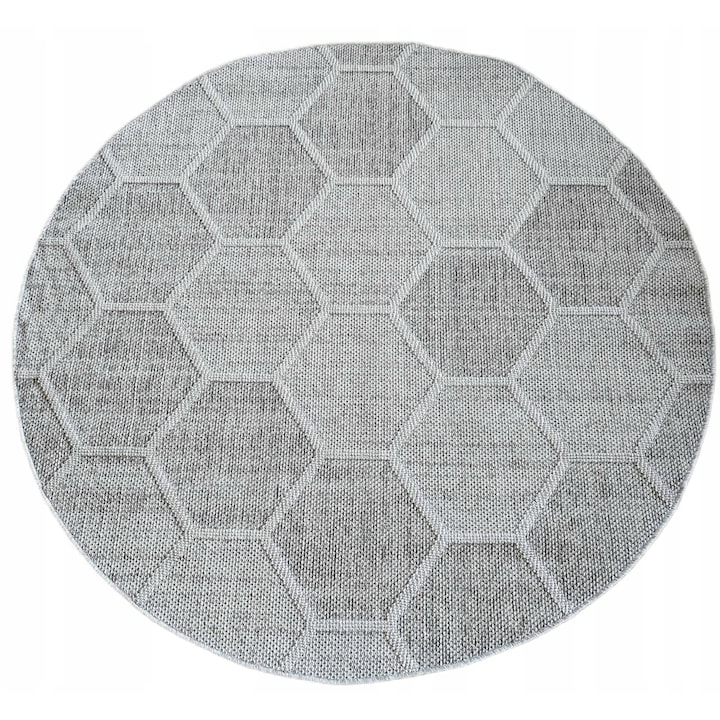 Covor, Evel, 160x160 cm, Material 100% Polipropilen, Gramaj Aproximativ 1500 g/m², Lungime Fir 7 mm, Tip Bucle, Tesut Plat, Interior-Exterior, Certificat Oeko-Tex Standard 100, Bej