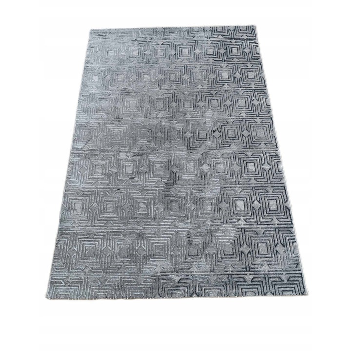 Covor Modern, Omega, Vegas, 140x200 cm, Material Sintetic, Forma Dreptunghiulara, Lungime Fir 12 mm, Gramaj Aproximativ 2200 g/m², Gri