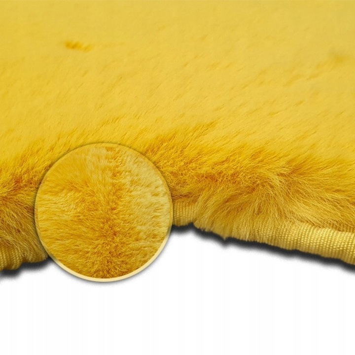 Covor Multi Decor, 110x110 cm, Galben, Poliester, Rotund