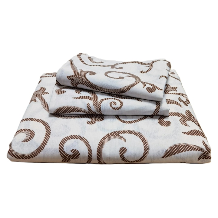 Спално бельо 4 части, 2 души, класическа гладка материя, 100% памук, флорален декор - 29