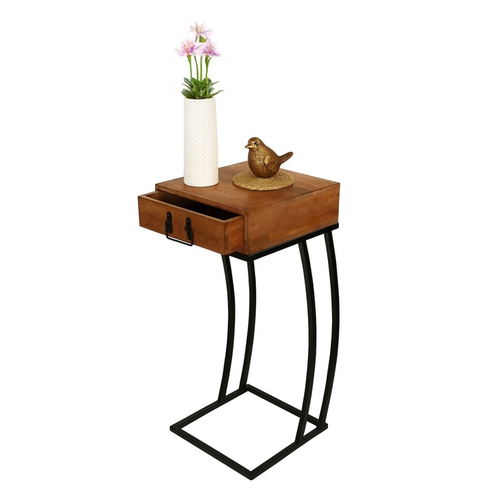 C-образна странична маса за Relaxdays с чекмедже