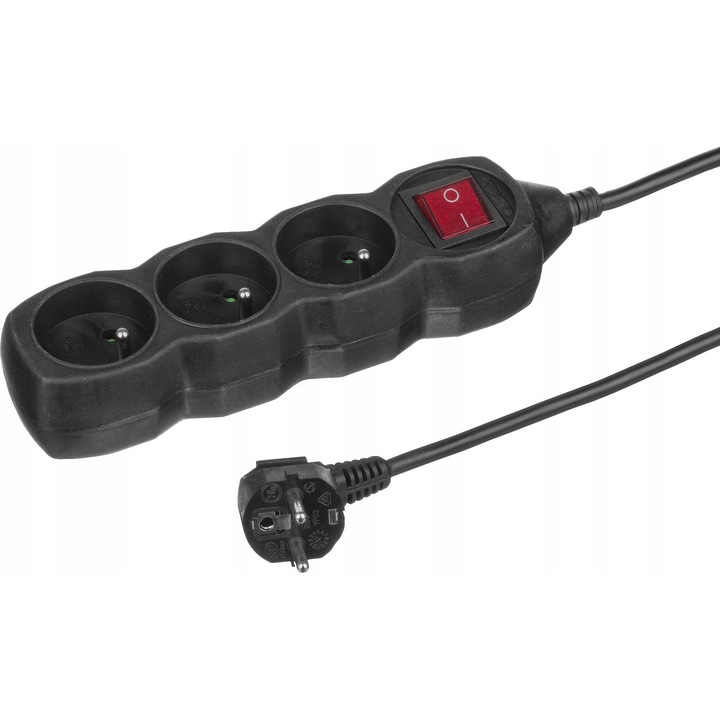 Разклонител Duwi с 3 гнезда с превключвател 1,5 м матов графит