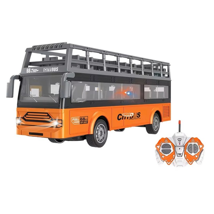 Távirányítós CityBus busz – RC emeletes busz, fények, 44 cm, játék 3+ éves gyermekeknek