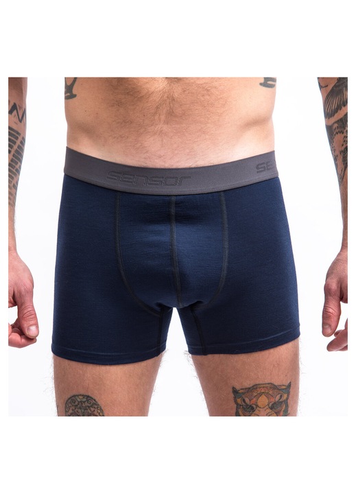 Boxeri barbati Sensor, merino, bleumarin