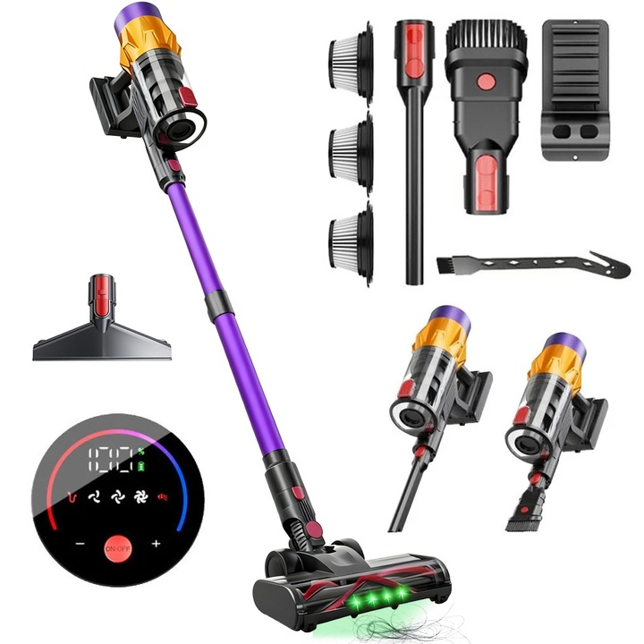 Aspirator vertical fara fir Juksun violet 110x26.5x24cm 1.2L autonomie 40min