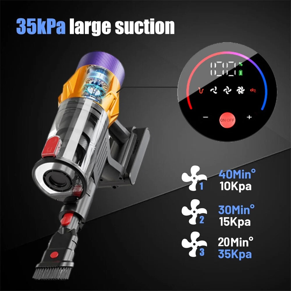 Aspirator Reincarcabil Fara Fir Cu Incarcare Pe Perete, 35 Kpa 550 W 40 De Minute Pentru Casa, Aspirator De Mana Anti-Incurcare, Afisaj LED, Autoportant Pentru Par De Animale/Covor/Podea