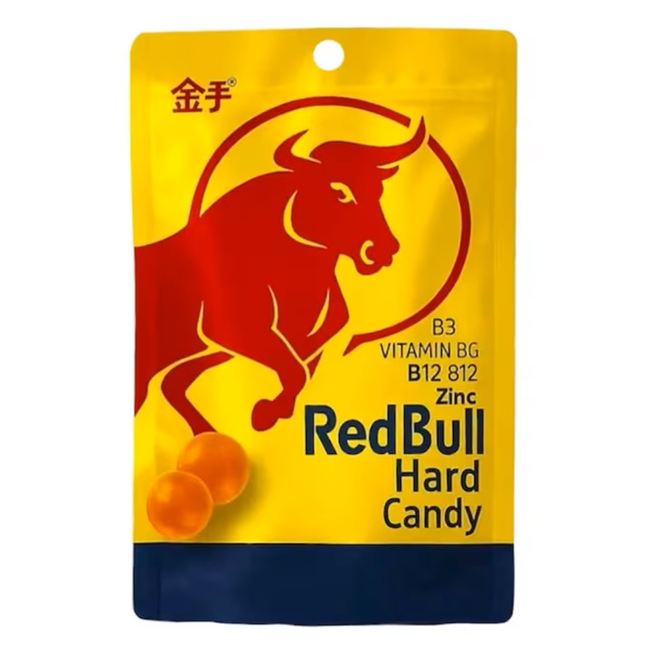 Bomboane tari Red Bull, aroma energizanta de citrice, 22g, vitamine