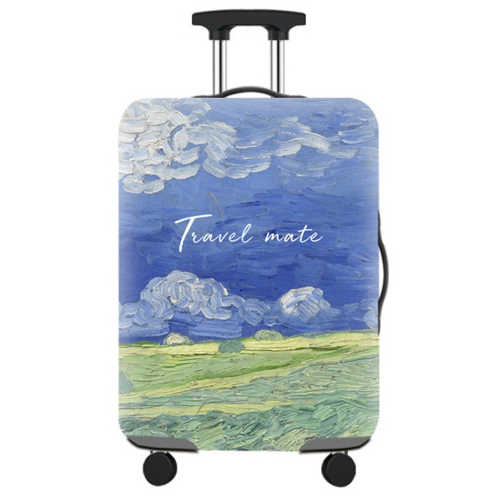 Husa protecție troler XGETOP, poliester, cer albastru și iarbă, mărimea S, 52x36x25cm