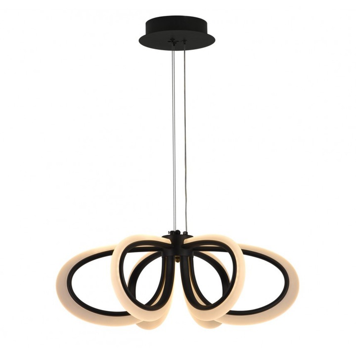 LED Pendul Lightex OLYMPIA, 78W, 3000K-6500K, 3220lm, 220V, Telecomandă, Dimabil, Ф600хH1000mm, Negru