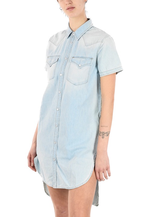 Rochie scurtă din denim Diesel R-BLANCHE-SL #0011067 16121-34, Asimetrică, Bumbac, S, Albastru