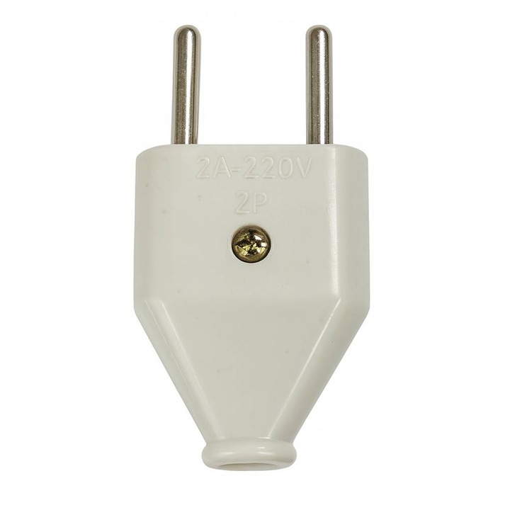 FE-40 csatlakozódugó, lapos, PVC, fehér, 220VAC, 2,5A, 550W