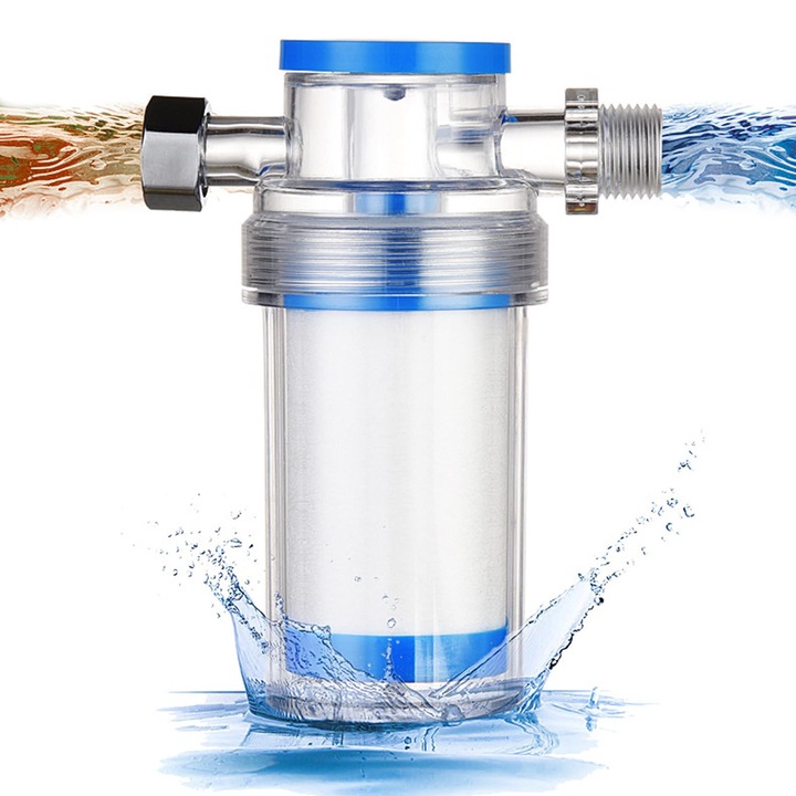 Filtru pre-filtrare pentru instalatii, 0.001mm, interfata universala 20mm, transparent, pentru masini de spalat, boilere, toalete inteligente