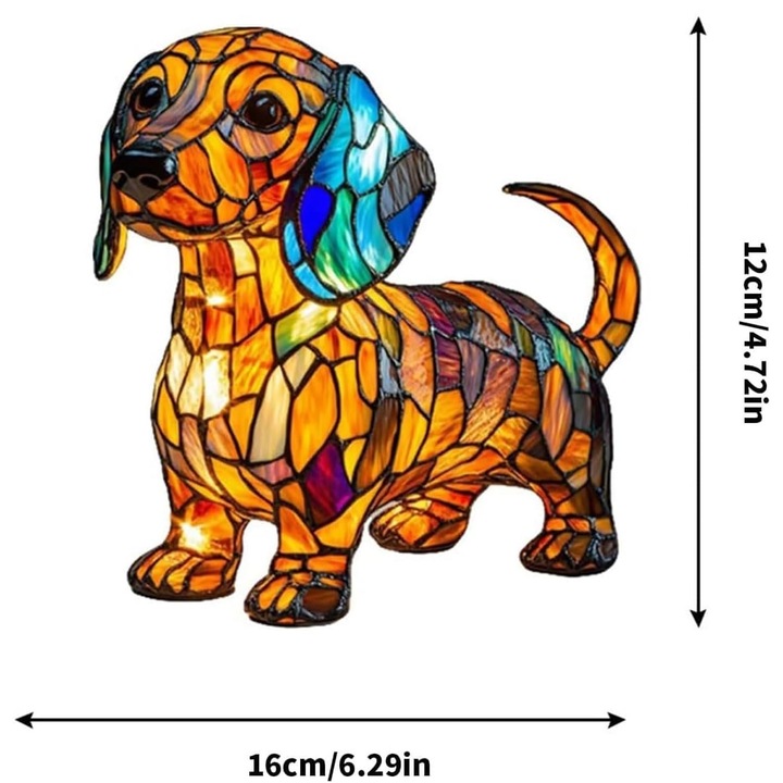 Нощна лампа във формата на куче, 3D дизайн, многоцветна, 20x15cm