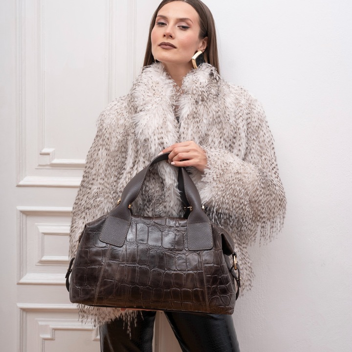 Moranti Belinda kézitáska, természetes bőr, kávé színű, 4 zseb, puha