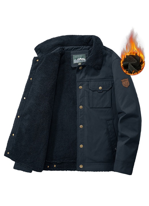 Мъжко яке, тъмносиньо, размер 3XL, от памук с пух, модерно, casual