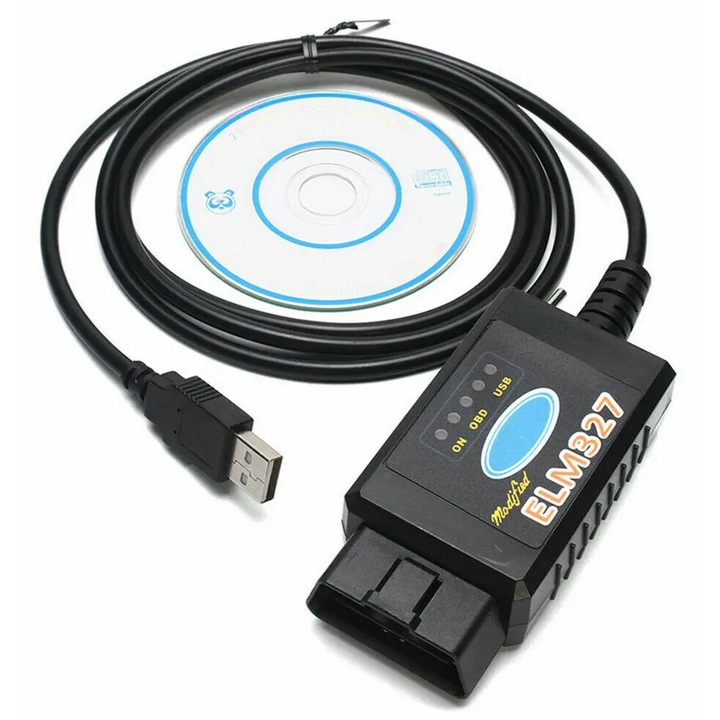 Tester diagnostic OBD2 XPQKDC ELM327 USB, suport MS CAN/HS CAN, negru, pentru autoturisme