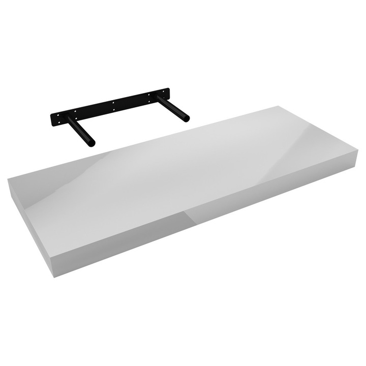 Raft De Perete Suspendat, INTEGRI, Model Fsg, Montare Invizibila, Suporturi Ascunse In Raft, Calitate Inalta, Orificii De Montare Suplimentare, Capacitate Mare De Incarcare, Design Elegant, 60 x 23 cm, Alb Lucios