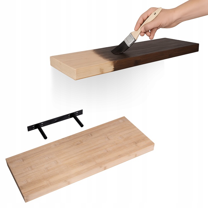 Raft De Perete Suspendat, INTEGRI, Model Luonto, Montare Invizibila, Suporturi Ascunse In Raft, Calitate Inalta, Orificii De Montaj Suplimentare, Capacitate Mare De Incarcare, Design Stilat, 60 x 23 cm, Bambus