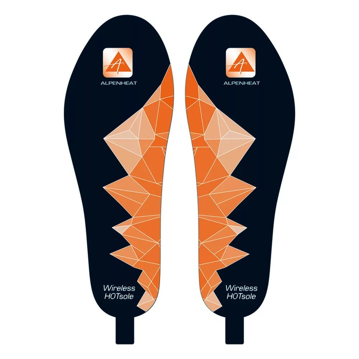 Branturi incalzite Alpenheat Wireless Hot Sole, fara fir, controlabile prin aplicatie, reincarcabile, timp de incalzire pana la 9.5 ore, respirabile, absorbante, antibacteriene, antifungice, negru/portocaliu, marimea L/XL