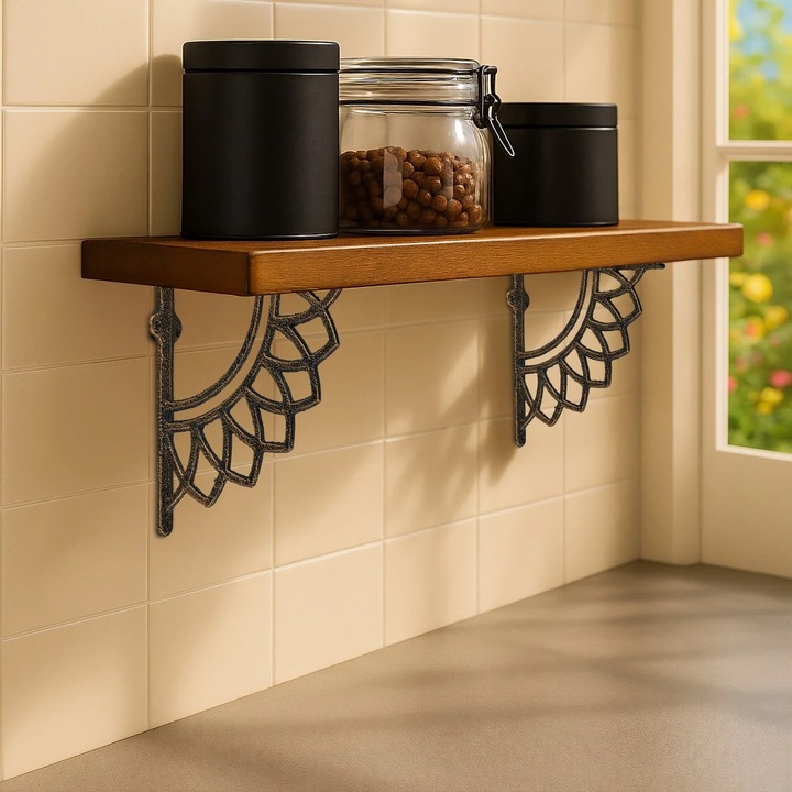 Polctartók, mandala design, öntöttvas, 2 darabos készlet