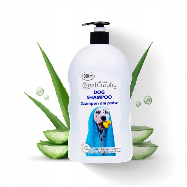 Naturaphy Kutyasampon, Aloe Vera Kivonattal, Hipoallergén, pH Semleges, Hidratálja a Bőrt és a Szőrzetet, 1000 ml