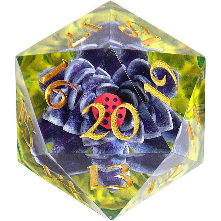 Zaruri Spindown D20, Sirius Dice, Black Lotus, 54mm, transparent