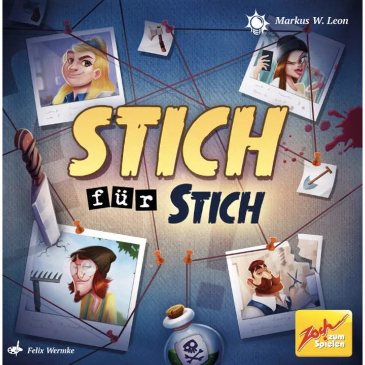 Stich fur Stich, joc de societate Zoch zum Spielen, deductie, 3-5 jucători, multicolor