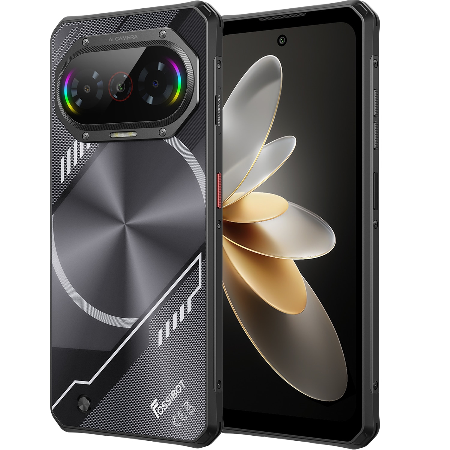 Telefon mobil FOSSIBOT F114, 4G, Dual SIM, Octa-Core, 6.75-inch IPS, 12GB RAM, 128GB, GPS, RGB Light, NFC, 5000mAh, IP68/IP69K, Android 15, Black