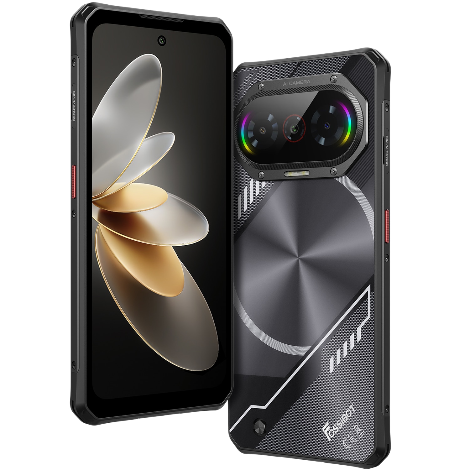 Telefon mobil FOSSIBOT F114, 4G, Dual SIM, Octa-Core, 6.75-inch IPS, 12GB RAM, 128GB, GPS, RGB Light, NFC, 5000mAh, IP68/IP69K, Android 15, Black