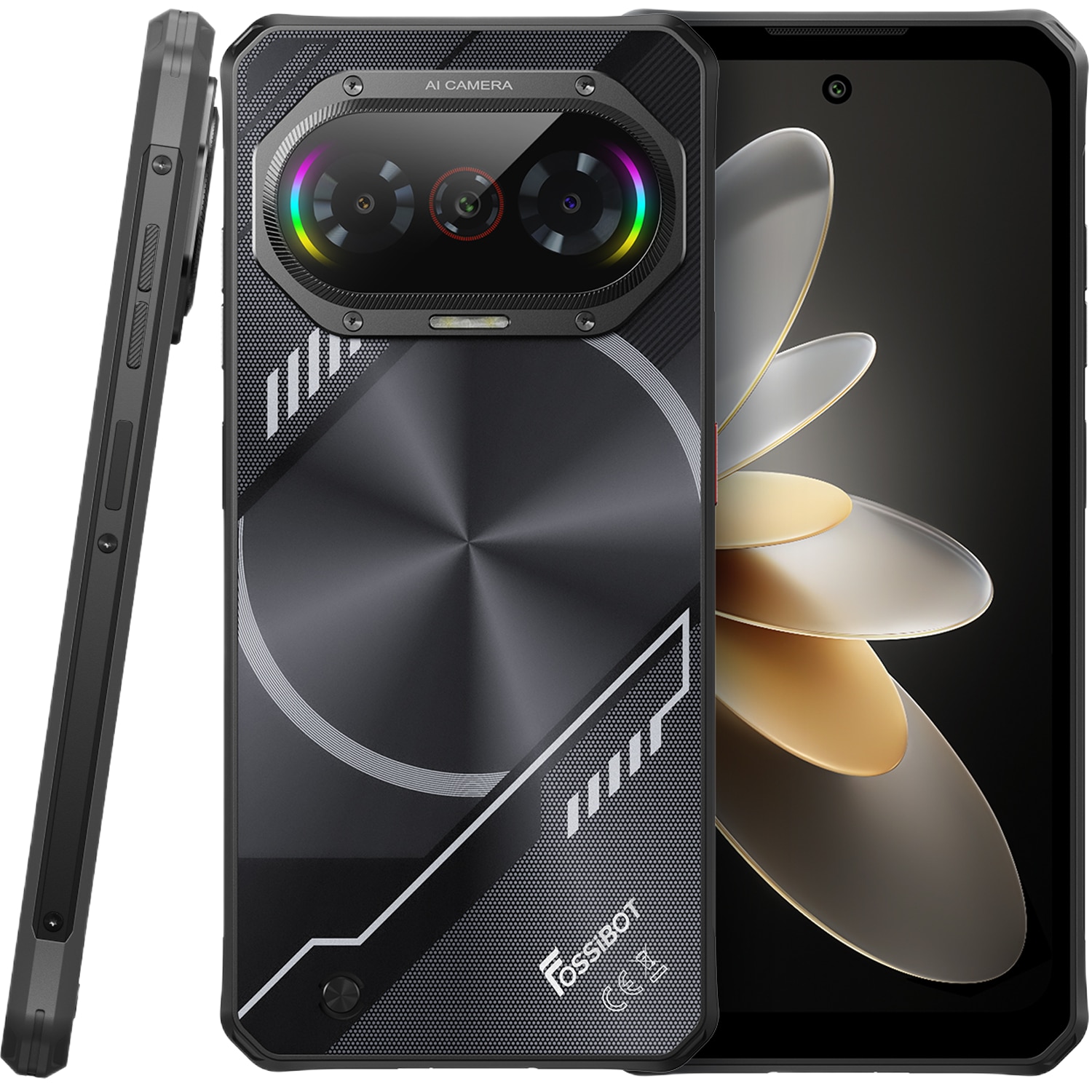 Telefon mobil FOSSIBOT F114, 4G, Dual SIM, Octa-Core, 6.75-inch IPS, 12GB RAM, 128GB, GPS, RGB Light, NFC, 5000mAh, IP68/IP69K, Android 15, Black