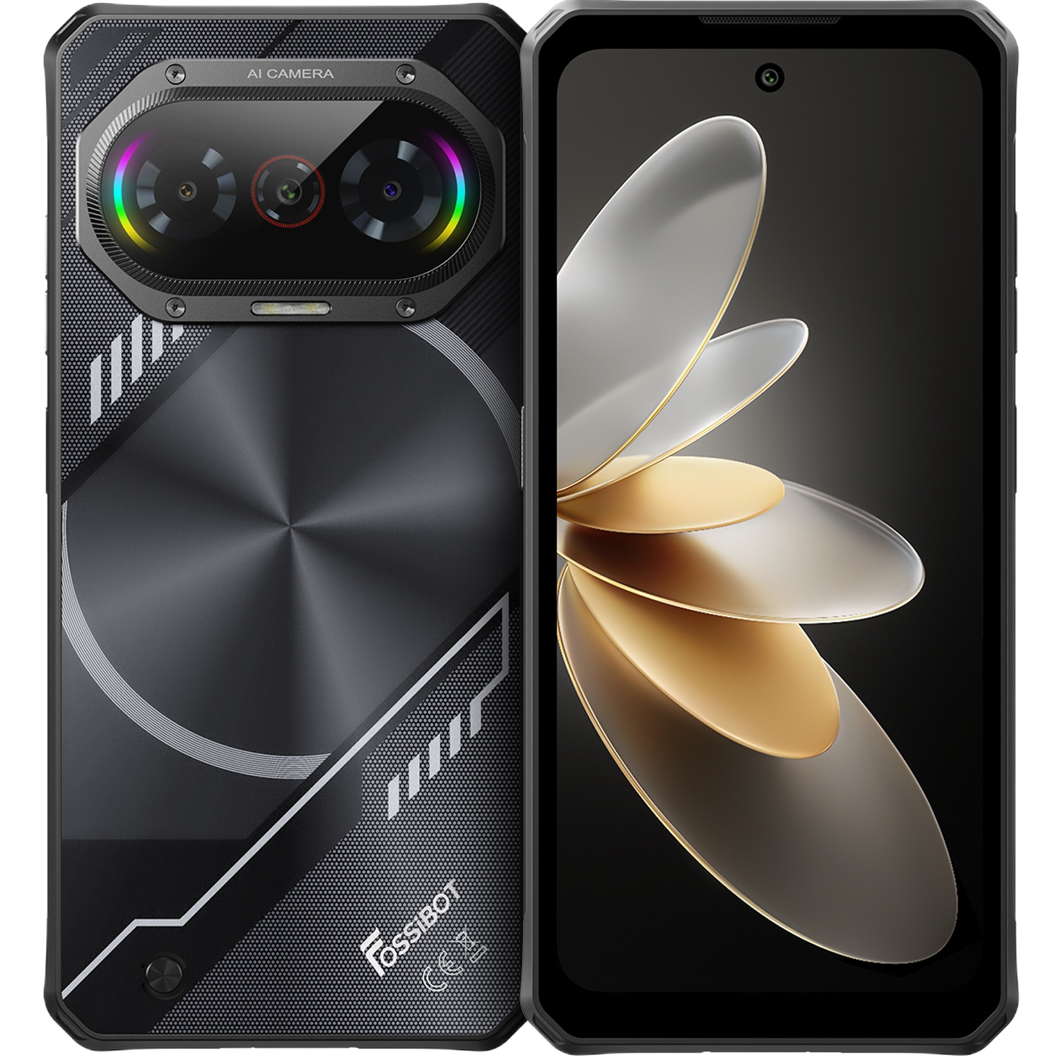 Telefon mobil FOSSIBOT F114, 4G, Dual SIM, Octa-Core, 6.75-inch IPS, 12GB RAM, 128GB, GPS, RGB Light, NFC, 5000mAh, IP68/IP69K, Android 15, Black