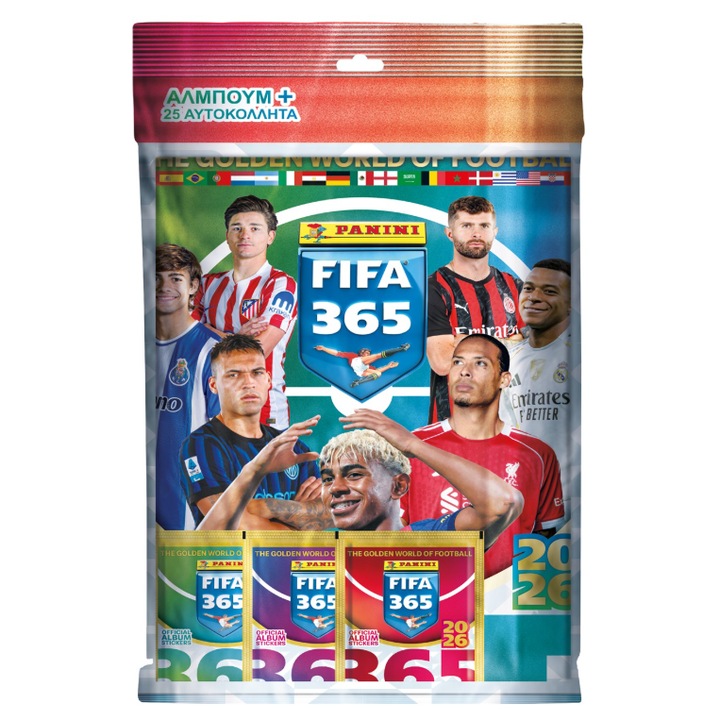 Panini FIFA 365 2026 kezdőcsomag, 1 album, 5 matricacsomag, többszínű
