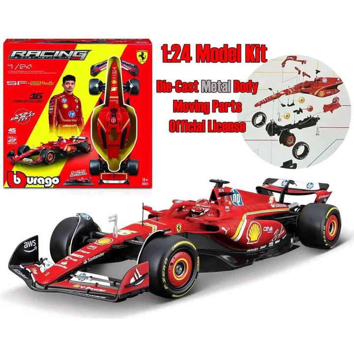 Automacheta Ferrari F1 SF-24 - N. 16 Charles Leclerc With Helmet - Model Kit 1:24