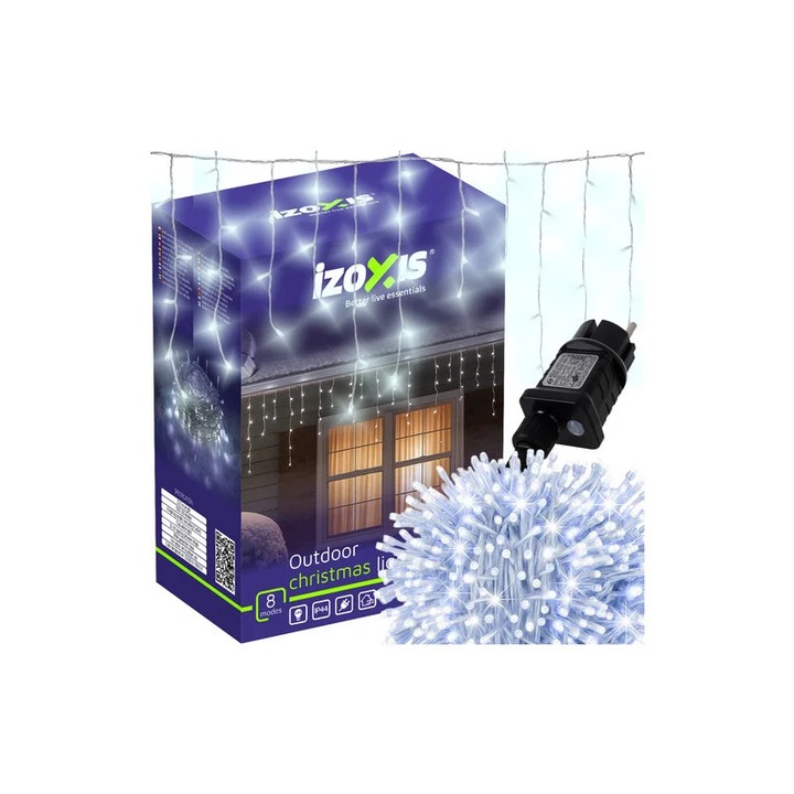 Torony alakú installáció, 500 hideg fehér LED, 22,5 m hosszú, 8 világítási mód