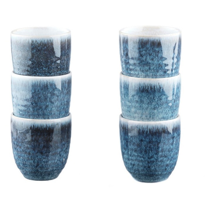 Set 6 Cesti de cafea Björn COSMOS Azure, ceramica, 150ml, albastru perlat, 7x7.7cm