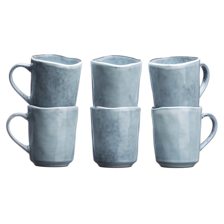 Set 6 Cani de cafea, Cloud Storm Grey, ceramica, gri, 400ml