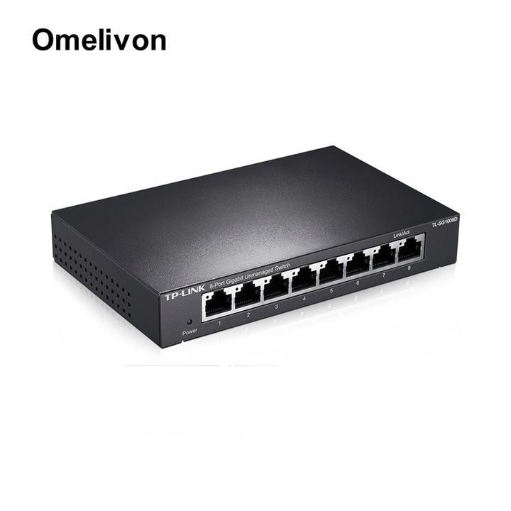 TP-LINK TL-SG2008MP kapcsoló, 8 Gigabit PoE port, 4 PoE+ port, 64W, fém, Plug & Play, Omelivon