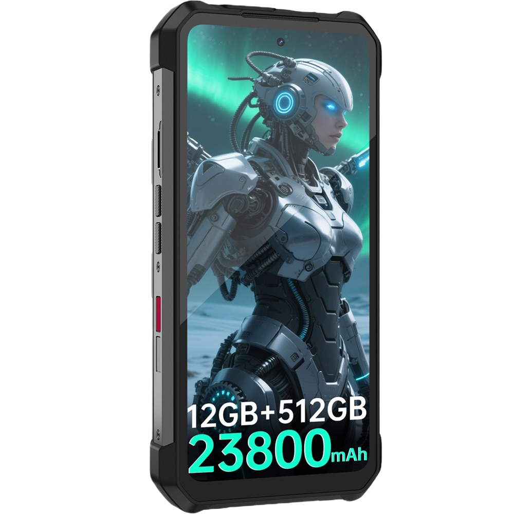 Telefon mobil Unihertz Hike, Dual SIM, 4G, Octa-Core Helio G200, 6.79' 120Hz FHD+, 24GB RAM, 512GB, Lanterna Puternica SOS 1200 lumeni, 23800mAh, 120W, NFC, Android 15