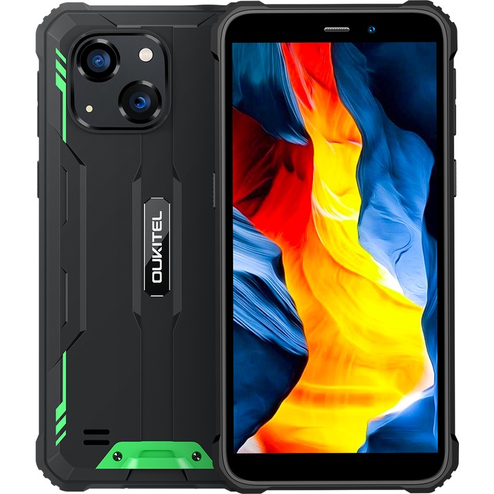 Name: Мобилен телефон Oukitel G2, Dual SIM, 4G, осемядрен, IPS 6.0-инчов HD+, 16GB RAM, 64GB, 6300mAh, IP68/IP69K, Android 14, зелен