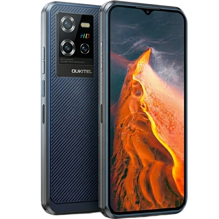 Telefon mobil Oukitel WP50, 5G, Dual SIM, Dimensity 6100 Plus, Ecran Mare 6.6" IPS, 16GB RAM, 256GB, NFC, Senzor Amprenta, Rugged Slim, 6500mAh, Android 14, Dark Blue