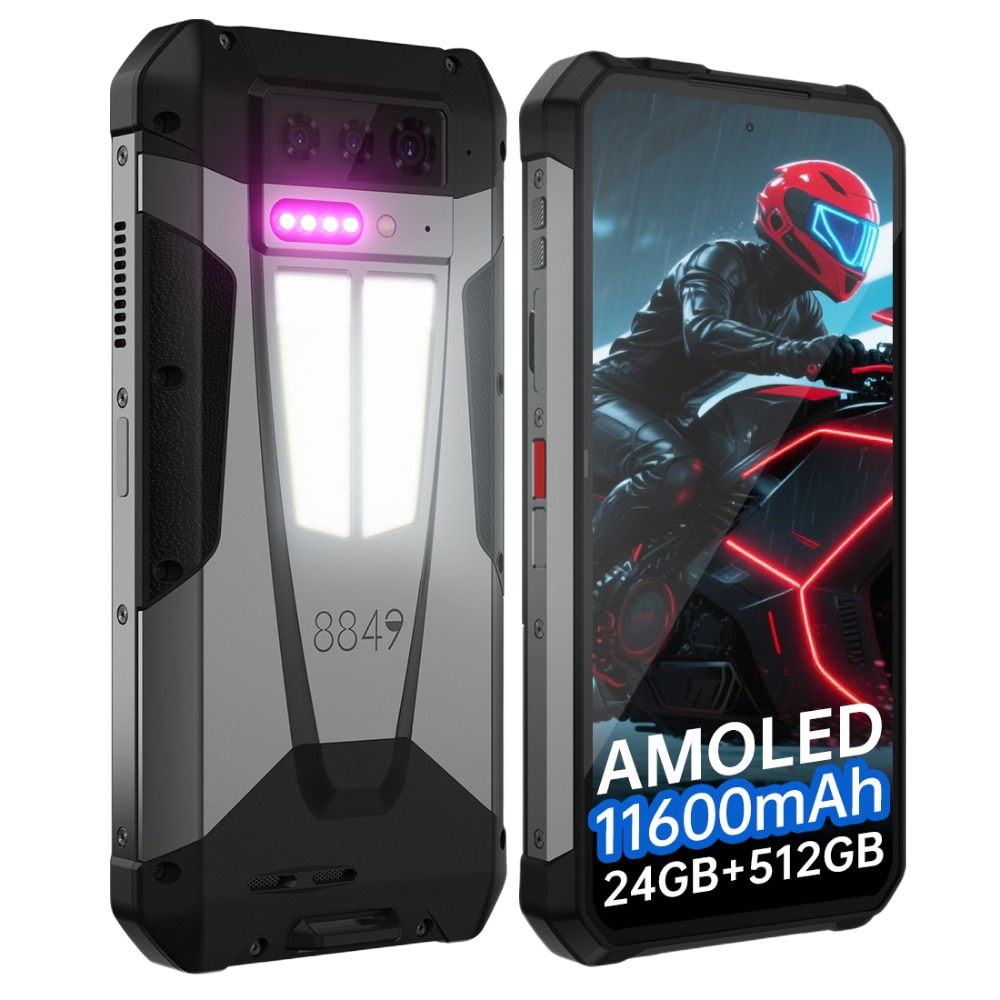 Telefon mobil Unihertz TANK 4, 5G, Dual SIM, Dimensity 7300, AMOLED 6.78-inch 120Hz, 24GB RAM (12GB + 12GB ext), 512GB, Proiector Video Incorporat 720p, 11600mAh, 66W, NFC, IP68/IP69, Android 15