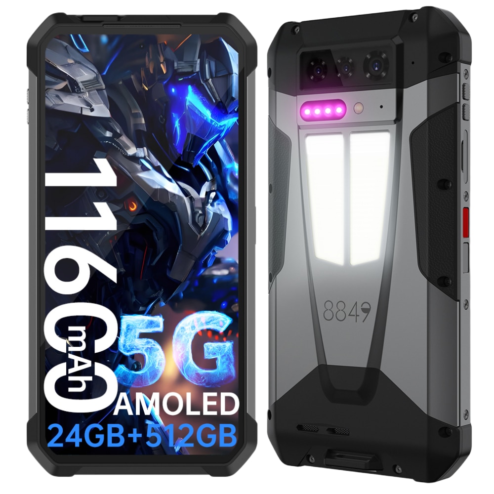 Telefon mobil Unihertz TANK 4, 5G, Dual SIM, Dimensity 7300, AMOLED 6.78-inch 120Hz, 24GB RAM (12GB + 12GB ext), 512GB, Proiector Video Incorporat 720p, 11600mAh, 66W, NFC, IP68/IP69, Android 15