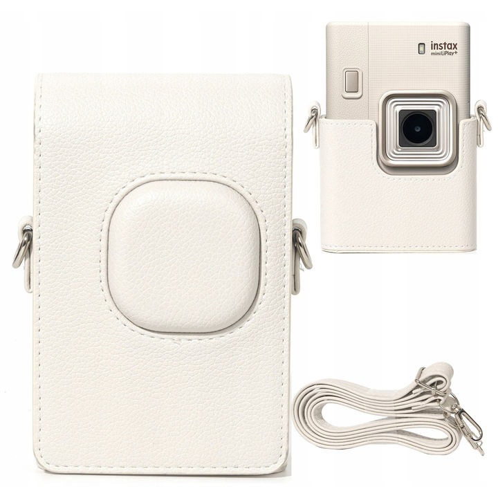 Husă de protecție LoveInstant pentru Fujifilm Instax Mini LiPlay+, Gri, Piele ecologică, Clapă detașabilă, 14, 5x9x4, 5cm
