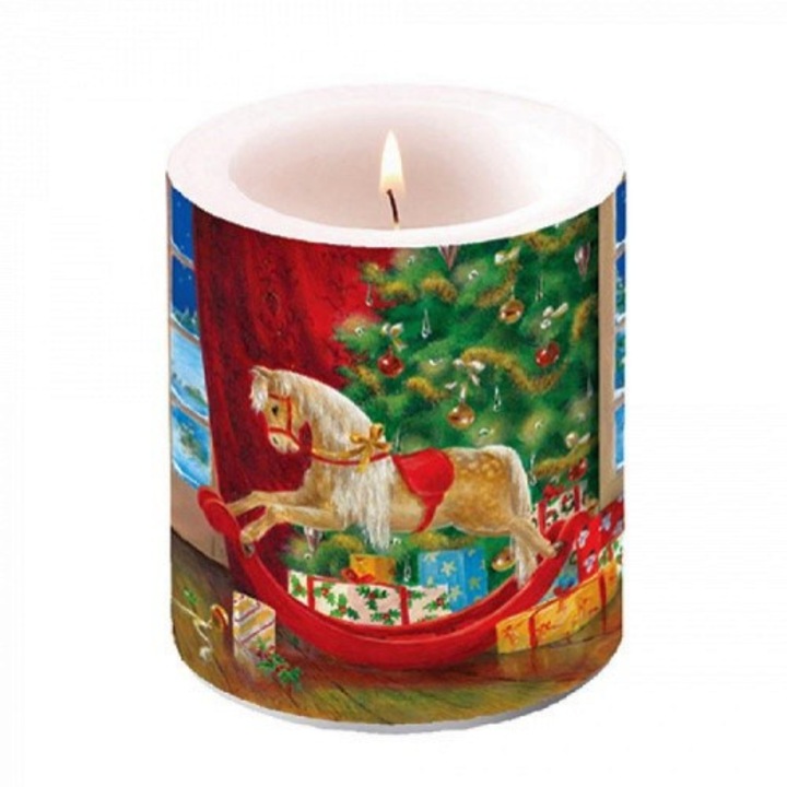 Ambiente Дървена люлееща се свещ за конче, неутрален аромат, 10x10см