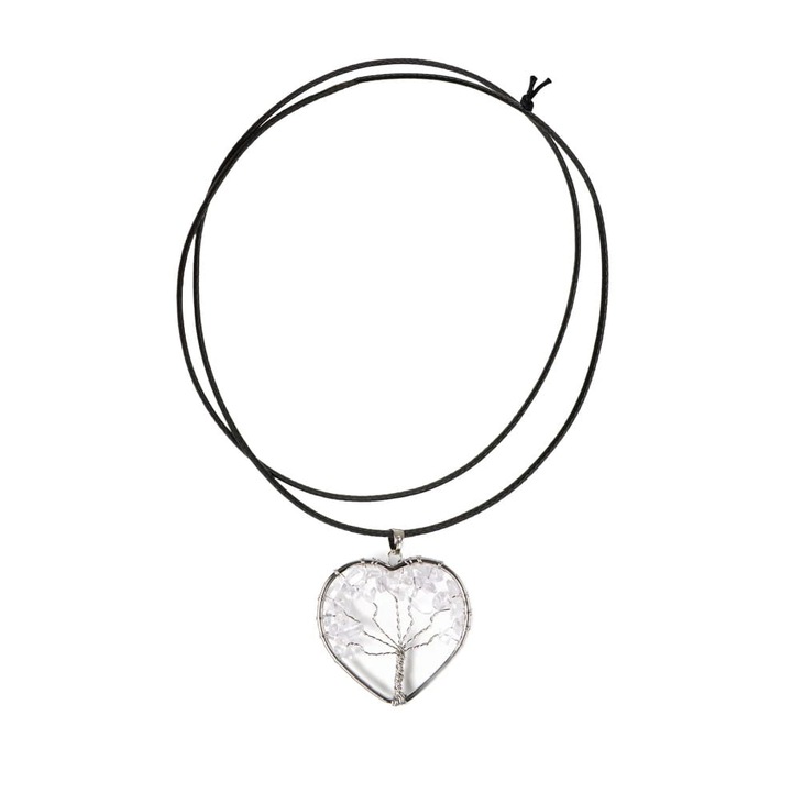 Colier dama, Myga, cristal/argint, 4x4x1 cm, negru/argintiu