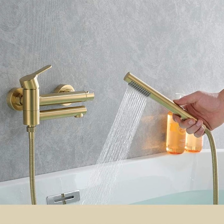 Baterie de Cada, Montaj pe Perete, Pipa Rotativa, Negru Mat, Cod 8093BG