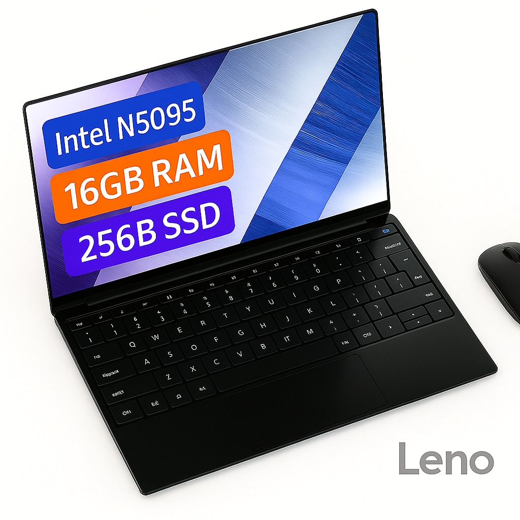 Laptop 15.6" cu procesor Intel N5095, 16GB RAM DDR4, 256GB SSD, 1920*1080 IPS, Windows 11, Tastatura Iluminata, Intel® UHD Graphics, 5000mAh, Negru