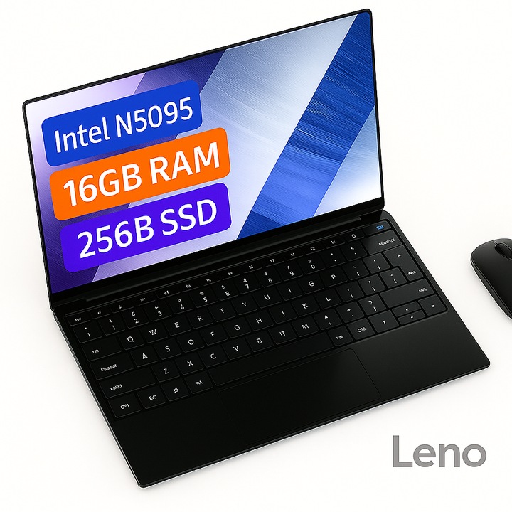 Laptop Leno A07, 15.6", Intel N5095, 16GB RAM, 256GB SSD, Negru